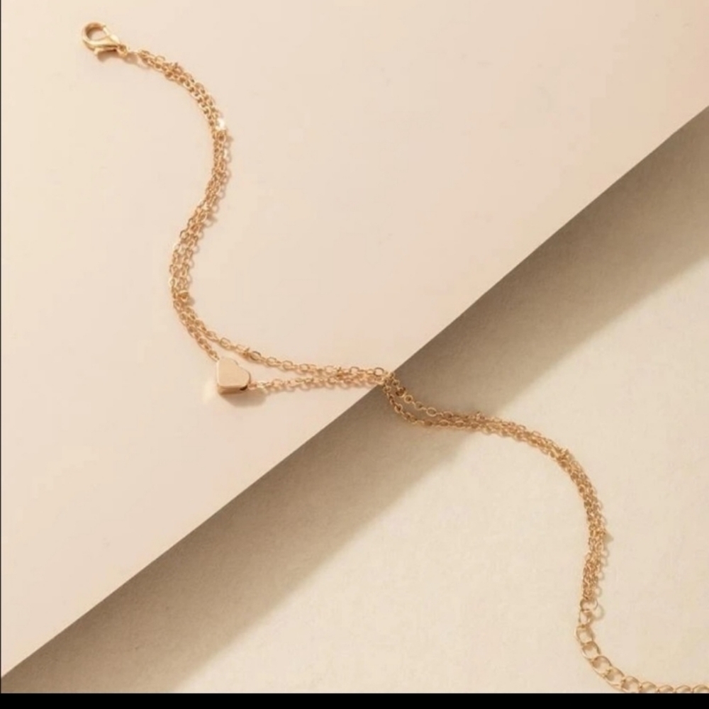 Double Wrap Heart Ankle Bracelet - Picture 3 of 4